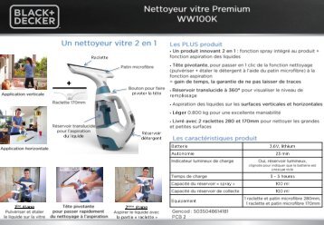 Black Et Decker Nettoyeur vitres Black Et Decker WW100K - fiche produit