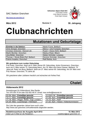 Clubnachrichten Mutationen und Geburtstage - SAC Sektion ...