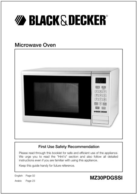 Blackanddecker Micro Onde Mz30pdgssi Type 1 Instruction Manual Anglaise Arabe