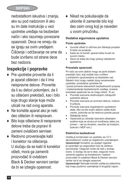 BlackandDecker Aspirateur Auto- Adv1220 - Type H1 - Instruction Manual (Balkans)