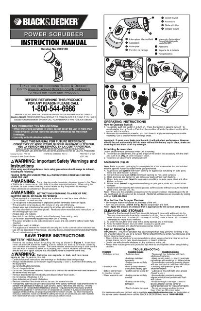 BlackandDecker Brosse De Recurage- Pks150 - Type 1 - Instruction Manual (Anglaise - USA)