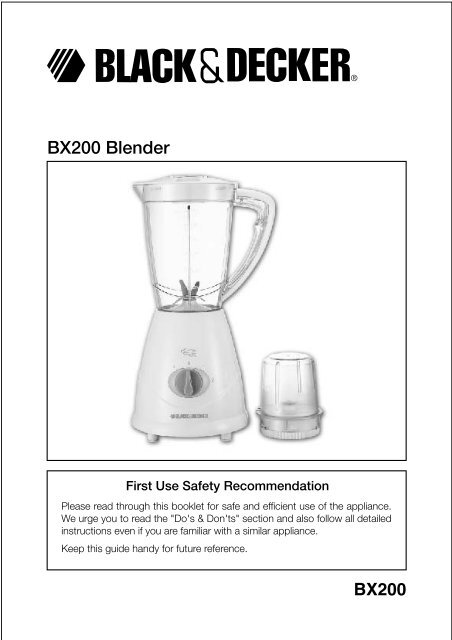 BlackandDecker Mixeur- Bx200 - Type 1 - Instruction Manual (Anglaise - Arabe)