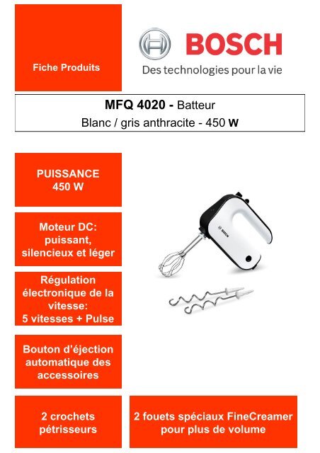 Batteur à main DOMO DO9193MC - 210W - 2 Fouets 2 Crochets pétrisseurs Pied mixeur - Blanc Batteur à main DOMO DO9193MC - 210W - 2 Fouets 2 Crochets pétrisseurs Pied mixeur - Blanc