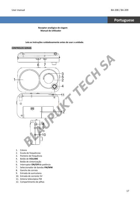 Blaupunkt Radio analogique Blaupunkt BA-208 - notice