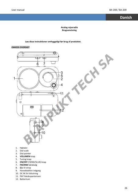 Blaupunkt Radio analogique Blaupunkt BA-208 - notice