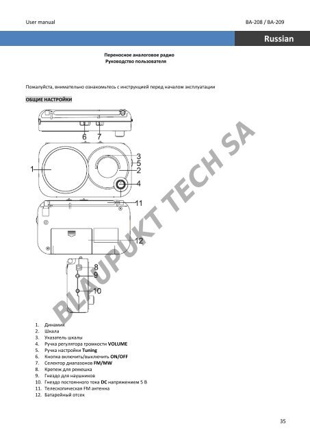 Blaupunkt Radio analogique Blaupunkt BA-208 - notice