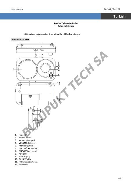 Blaupunkt Radio analogique Blaupunkt BA-208 - notice