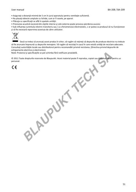 Blaupunkt Radio analogique Blaupunkt BA-208 - notice