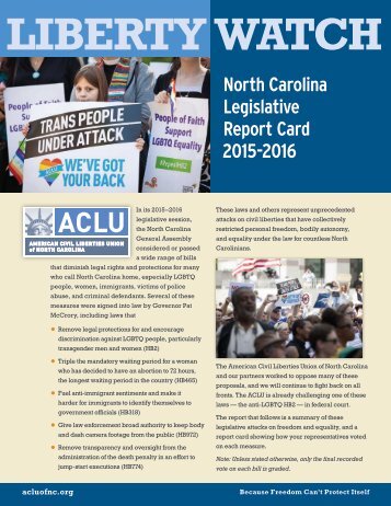 ACLU 2016 Legislative Report Card web