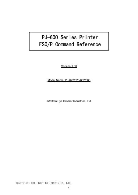 Brother PJ-663 - R&eacute;f&eacute;rence des commandes ESC/ P