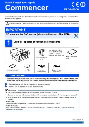 Brother MFC-6490CW - Guide d'installation rapide