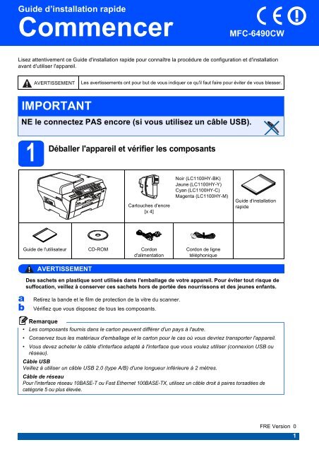 Brother MFC-6490CW - Guide d'installation rapide