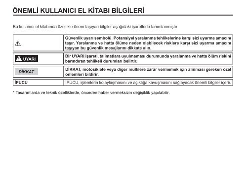 Yamaha XMAX400 - 2015 - Manuale d'Istruzioni T&uuml;rk&ccedil;e