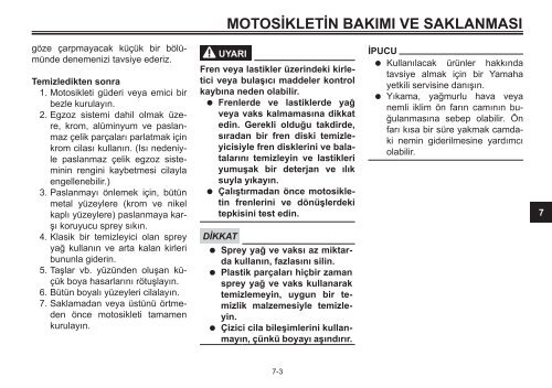 Yamaha XMAX400 - 2015 - Manuale d'Istruzioni T&uuml;rk&ccedil;e