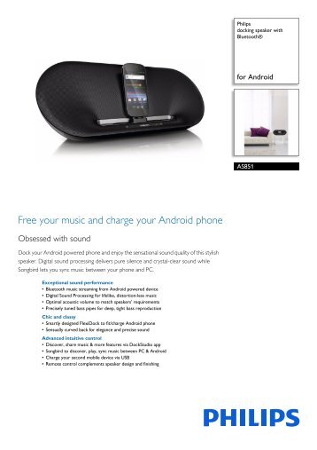 Philips docking speaker with BluetoothÂ® - Leaflet - AEN