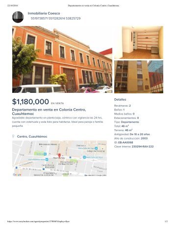 Departamento en Centro, Cuauhtémoc ID- EB-AA0068 