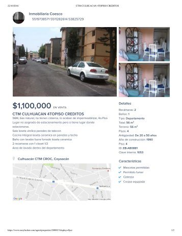 Departamento en Culhuacán CTM CROC, Coyoacán ID- EB-AB0881 