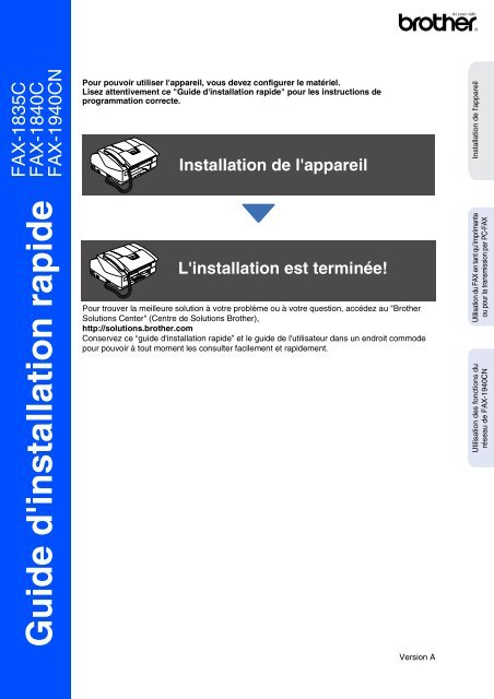 Brother FAX-1940CN - Guide d'installation rapide