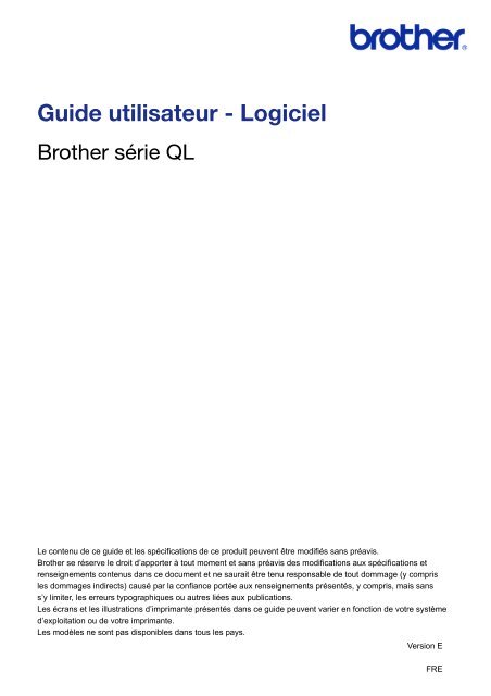 Brother QL-710W - Guide d'utilisation du Logiciel