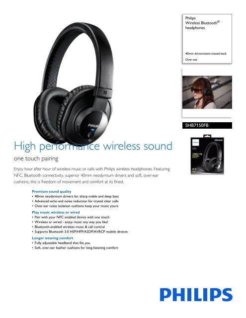 Philips Wireless Bluetooth&reg; headphones - Leaflet - AEN