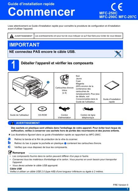 Brother MFC-290C - Guide d'installation rapide