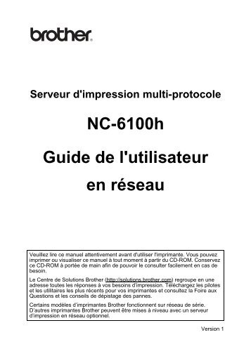 Brother NC-6100h - Guide utilisateur rÃ©seau