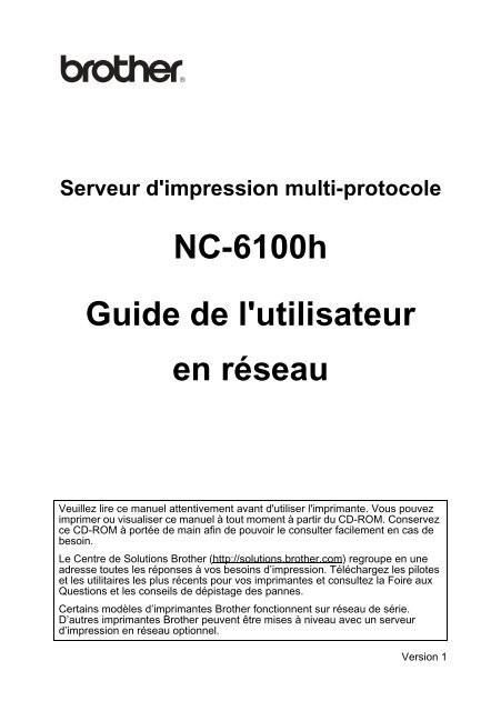 Brother NC-6100h - Guide utilisateur r&eacute;seau