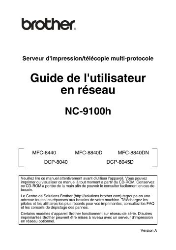 Brother MFC-8440 - Guide utilisateur rÃ©seau