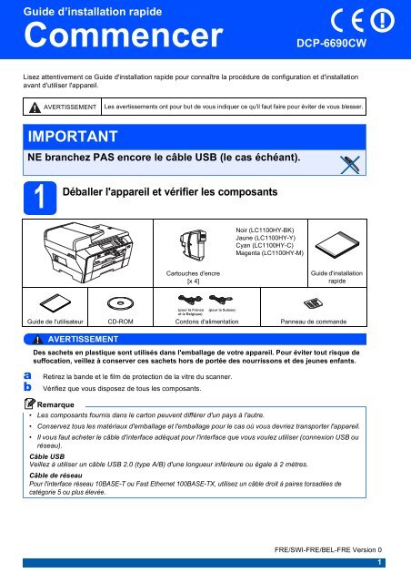 Brother DCP-6690CW - Guide d'installation rapide