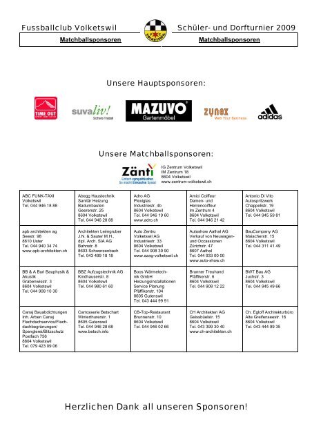 Sponsorenliste PDF - FC Volketswil