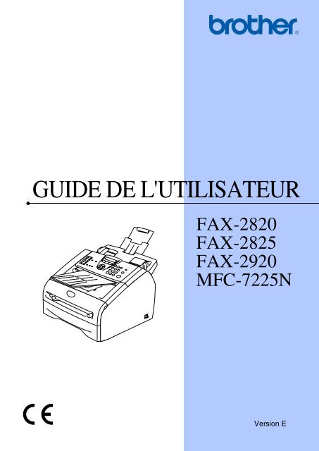 Brother FAX-2820 - Guide utilisateur