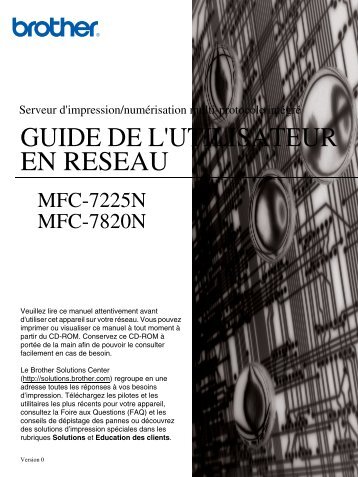 Brother MFC-7225N - Guide utilisateur rÃ©seau