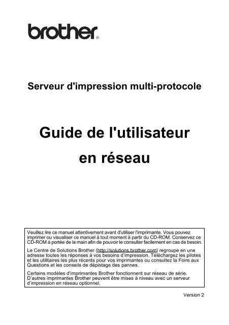 Brother HL-8050N - Guide utilisateur r&eacute;seau