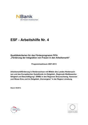 ESF - Arbeitshilfe Nr. 4 - bei der NBank