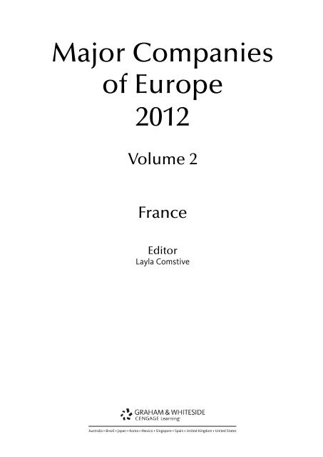Major Companies of Europe 2012 Vol 2 - Gale Cengage Learning