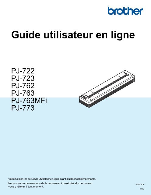 Brother PJ-762 - Guide utilisateur en ligne (PDF)