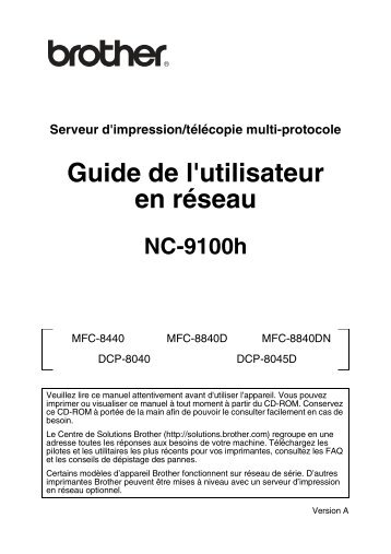 Brother NC-9100h - Guide utilisateur rÃ©seau