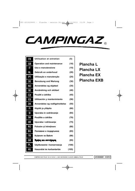 Campingaz Plancha gaz Campingaz sur chariot EXB - notice