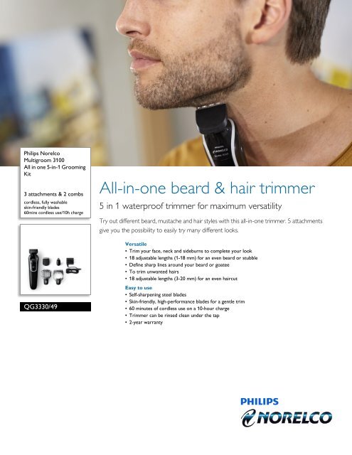 philips norelco qg3330 multigroom beard trimmer kit