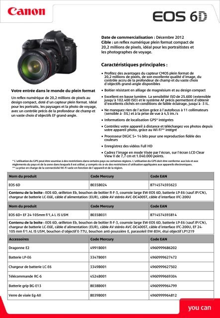 Canon Appareil photo Reflex Canon EOS 6D Nu - fiche produit