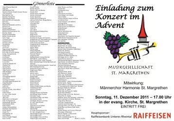 Sonntag, 11. Dezember 2011 - Musikgesellschaft St. Margrethen