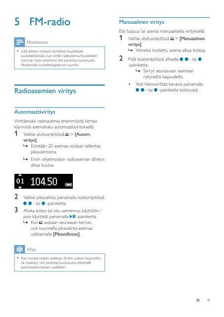 Philips GoGEAR MP3 player - User manual - FIN