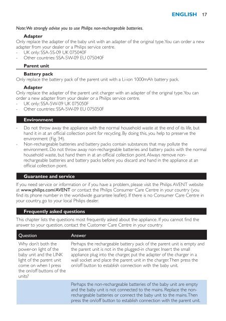 Philips Avent DECT baby monitor - User manual - HUN