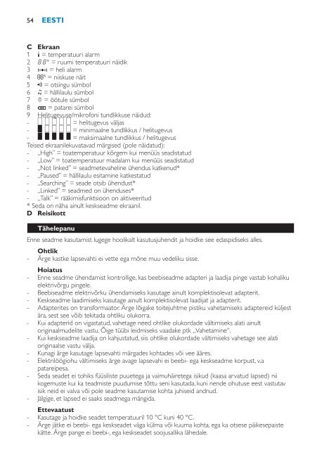 Philips Avent DECT baby monitor - User manual - HUN