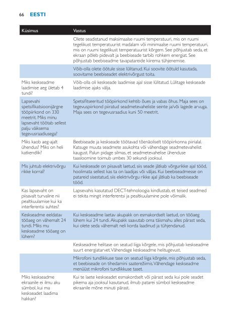 Philips Avent DECT baby monitor - User manual - HUN