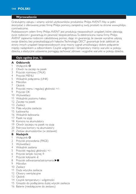 Philips Avent DECT baby monitor - User manual - SLV