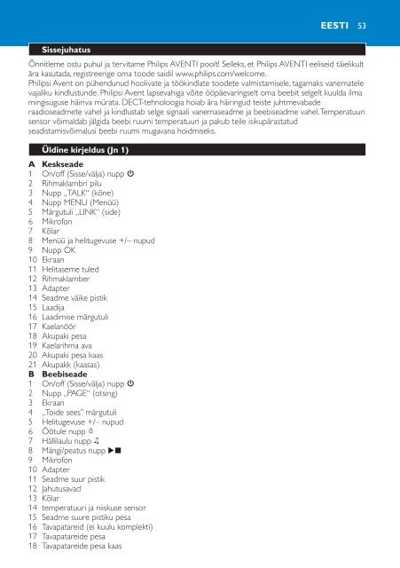 Philips Avent DECT baby monitor - User manual - SLV