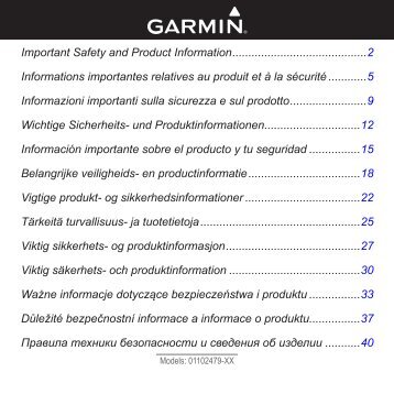 Garmin nÃ¼Link 2340 LIVE , Western EU - Informations importantes sur le produit et la sÃ©curitÃ©