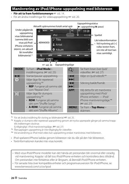 Kenwood DDX3023 - Car Electronics Swedish ()