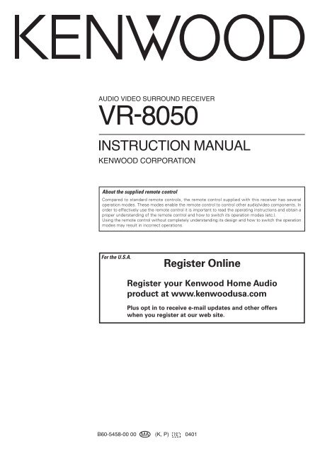 Kenwood VR-8050 - Home Electronics English (2004/3/5)
